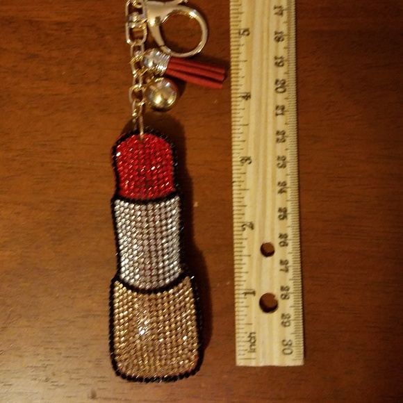 LAST 1! ♥Red rhinestone lipstick key ring • NWT - Picture 5 of 8